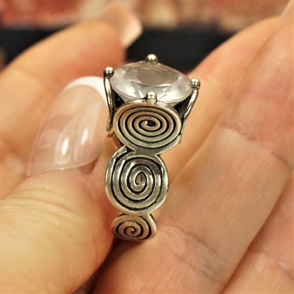ISRAEL BIG CZ STERLING RING SIZE 8.25 HANDMADE RARE - Picture 3 of 16